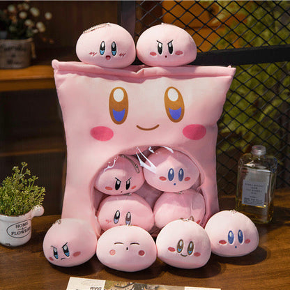 Kirby Plush bag with 6 small doll inside