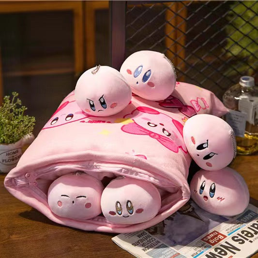 Kirby Plush bag with 6 small doll inside