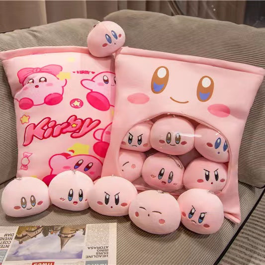 Kirby Plush bag with 6 small doll inside