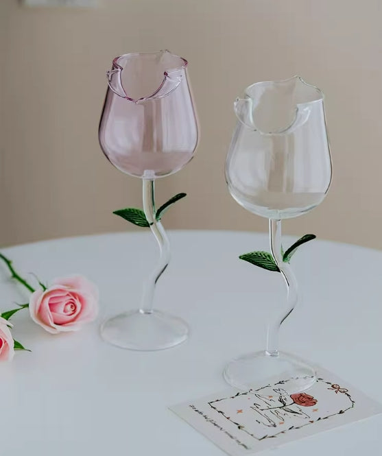 Rose Flower Wine Glasses