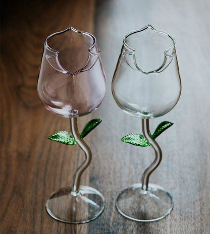 Rose Flower Wine Glasses