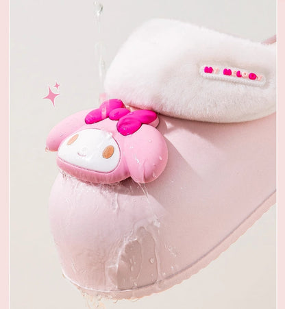 Sanrio Plush Thick-soled waterproof indoor home removable slippers for women winter