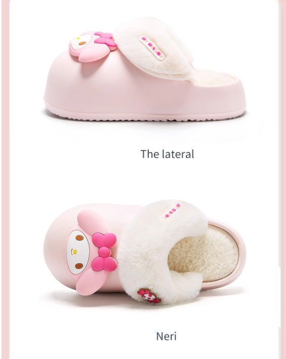 Sanrio Plush Thick-soled waterproof indoor home removable slippers for women winter