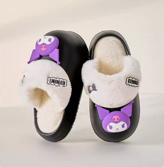 Sanrio Plush Thick-soled waterproof indoor home removable slippers for women winter