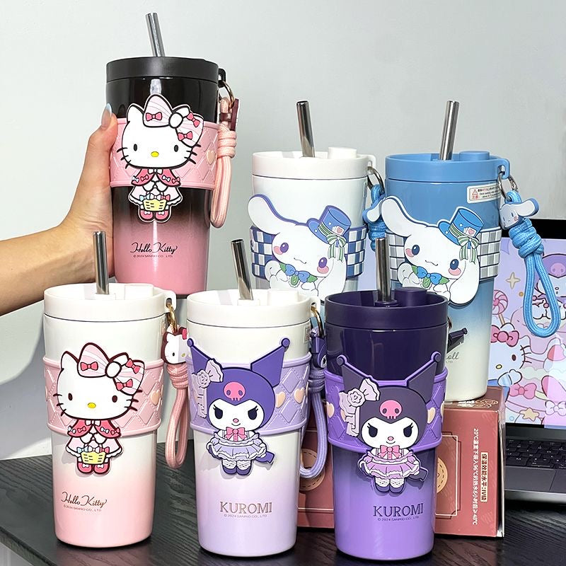 Sanrio Insulated cup Straw Thermos Cup 650ml