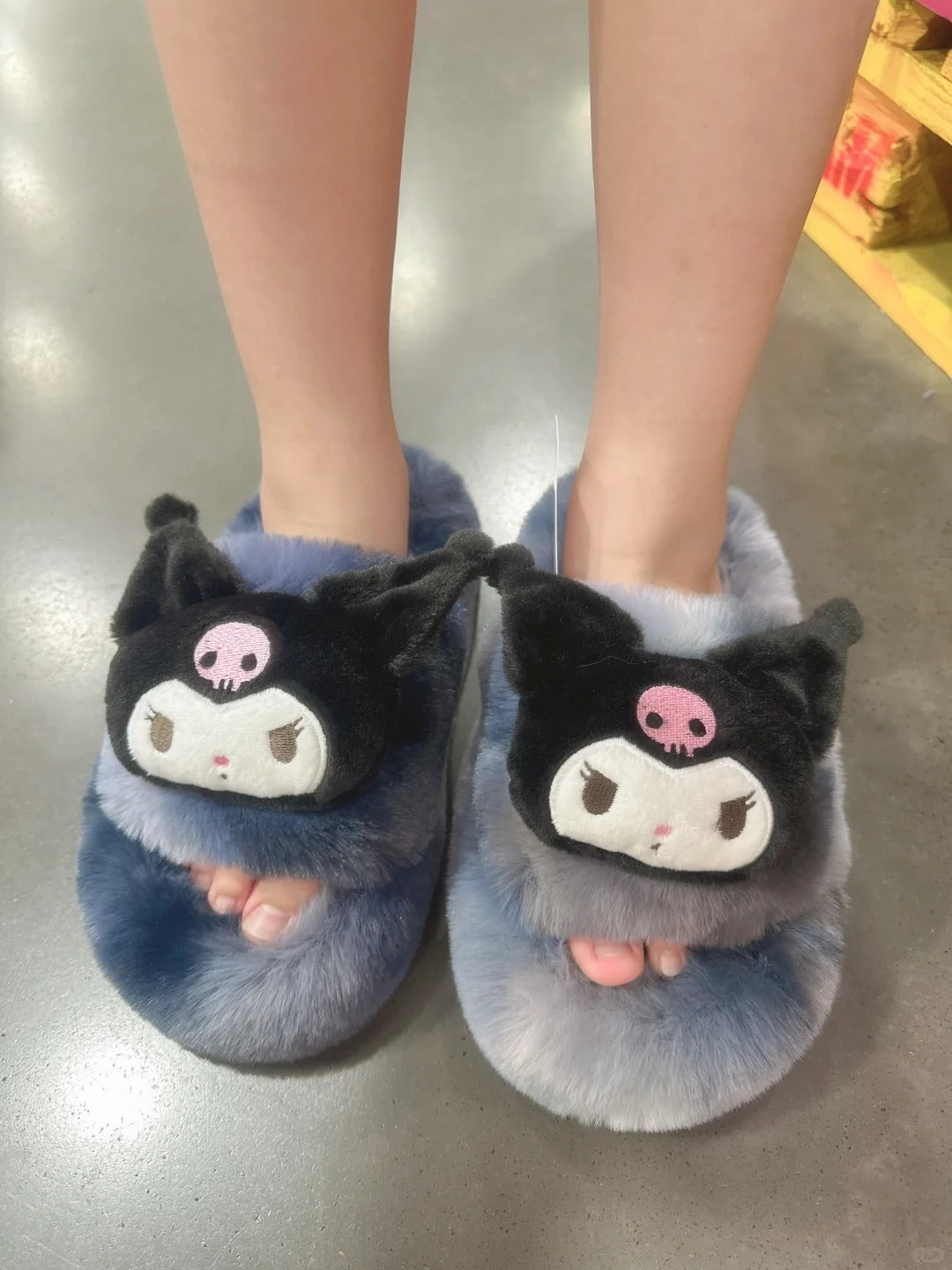 Hello Kitty / Kuromi Plush Fluffy Slippers Ladies home slippers