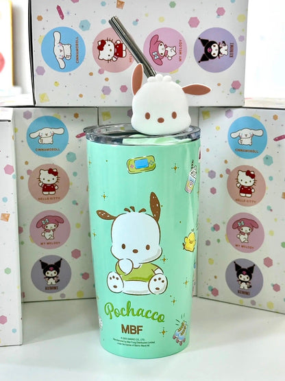 Sanrio Stainless Steel Tumblers with Lid and Straw 600ml