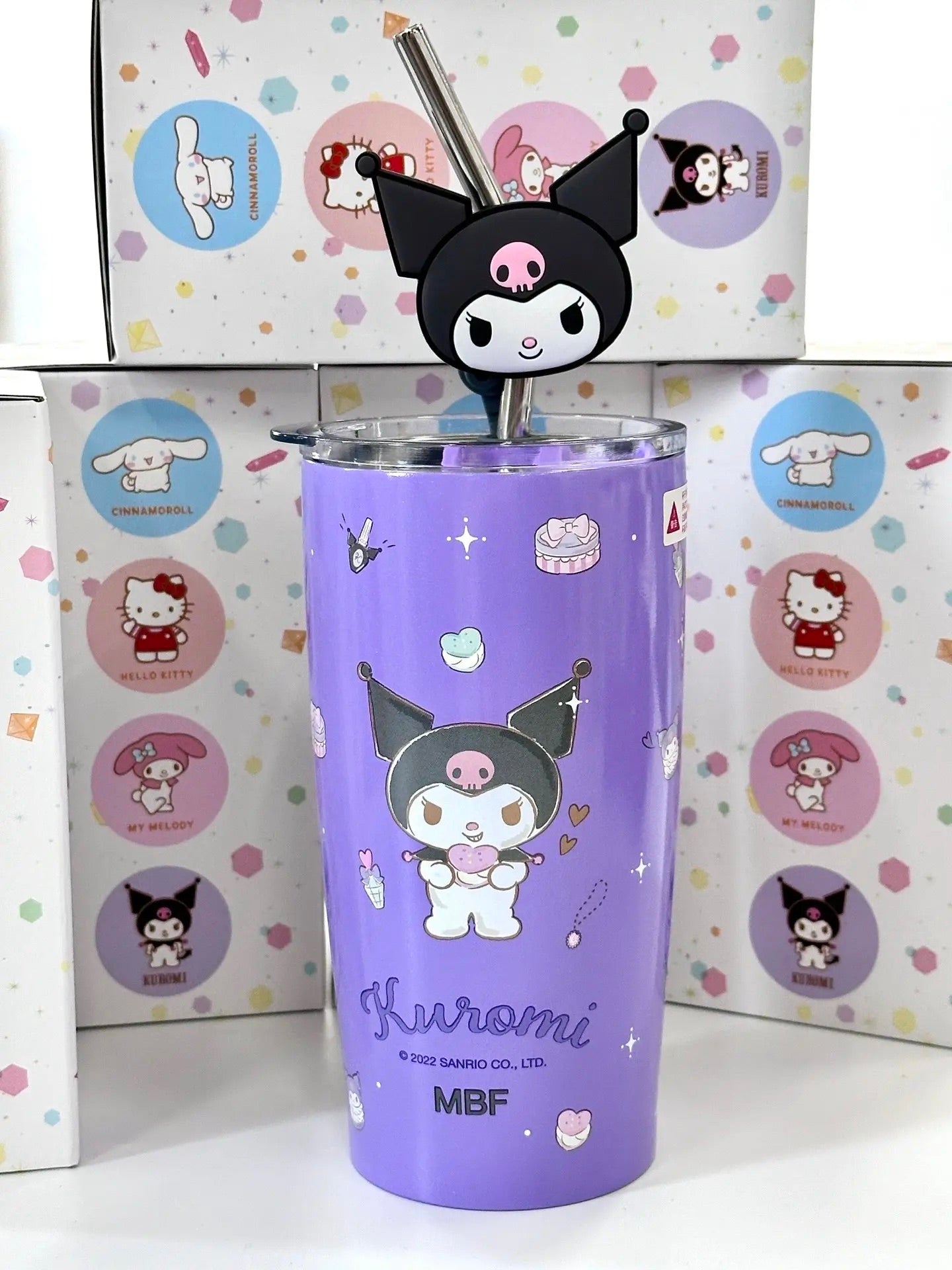 Sanrio Stainless Steel Tumblers with Lid and Straw 600ml