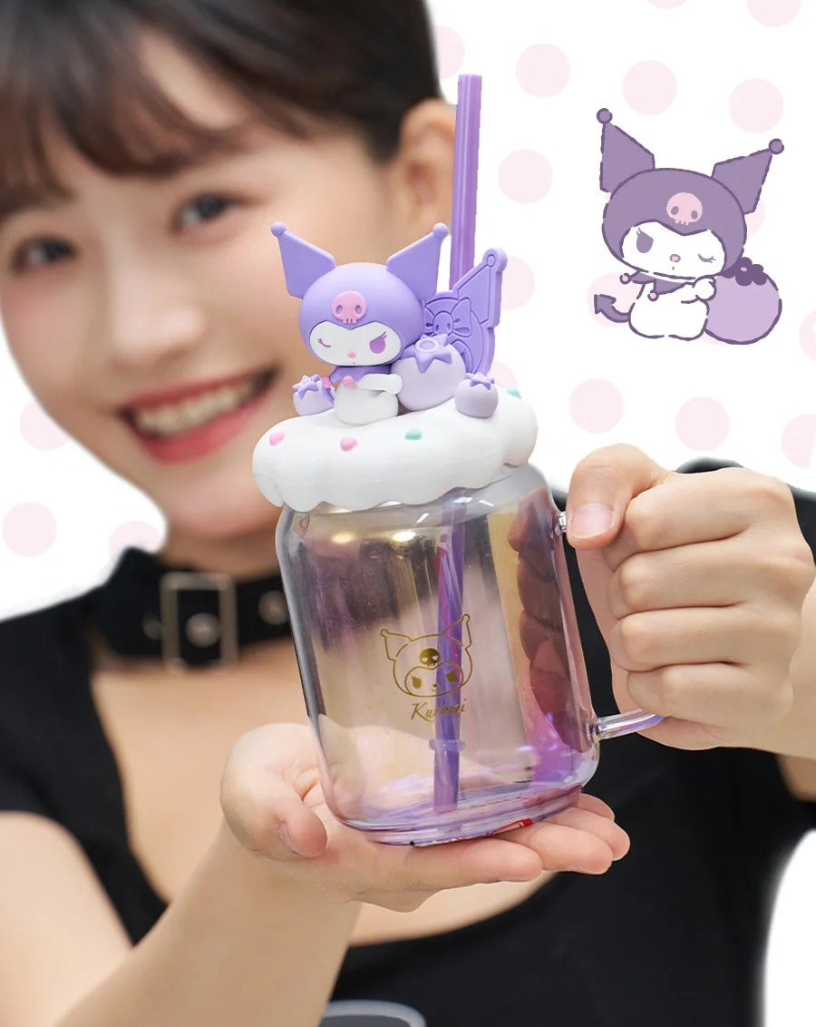 Kuromi and My melody Glass Straw Cup