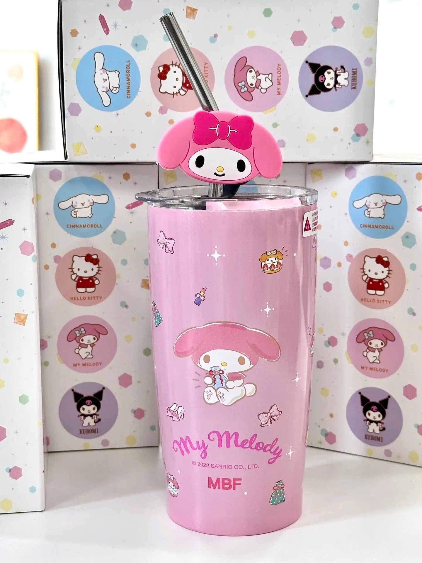 Sanrio Stainless Steel Tumblers with Lid and Straw 600ml