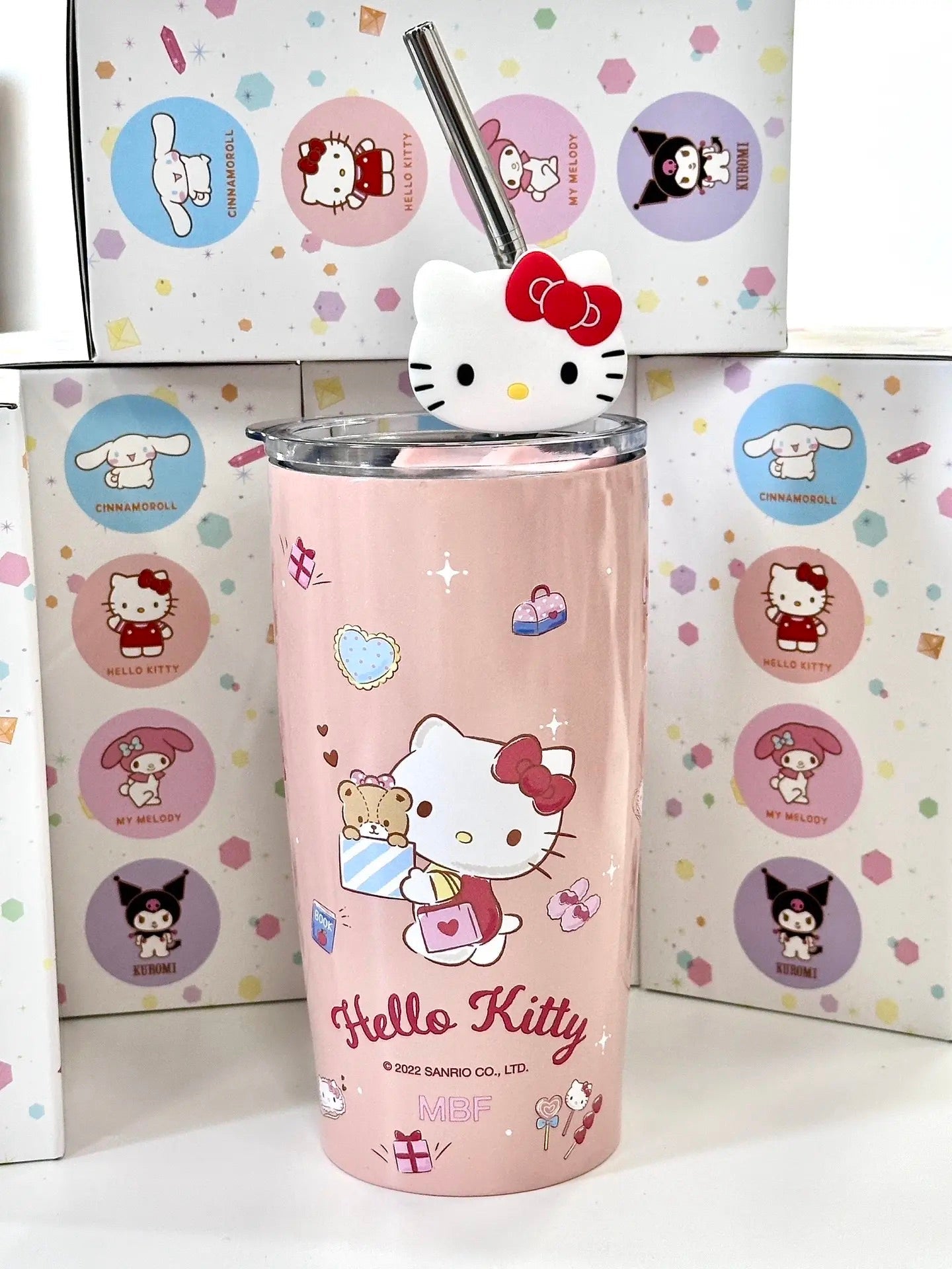 Sanrio Stainless Steel Tumblers with Lid and Straw 600ml