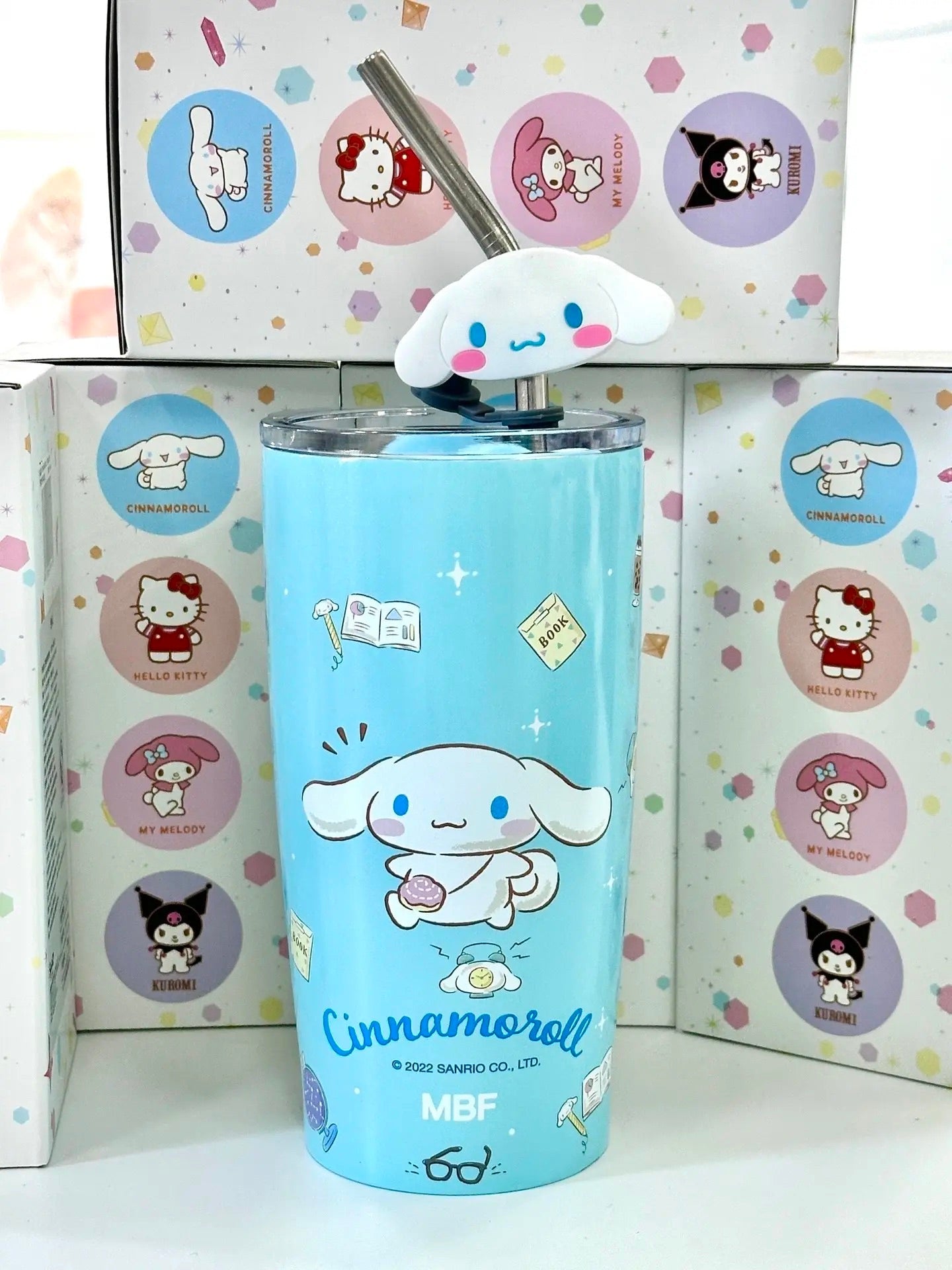 Sanrio Stainless Steel Tumblers with Lid and Straw 600ml