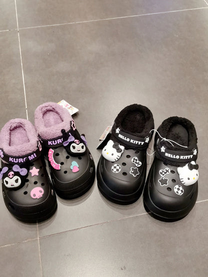 Sanrio Slides Fuzzy for Women Slippers Winter Warm Plush Comfy Non-Slip Waterproof House Cloud Slide Slippers for Indoor Outdoor