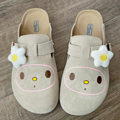 Hellokitty Suede Clogs Leather Mules Cork Footbed Sandals Potato Shoes with Arch Support