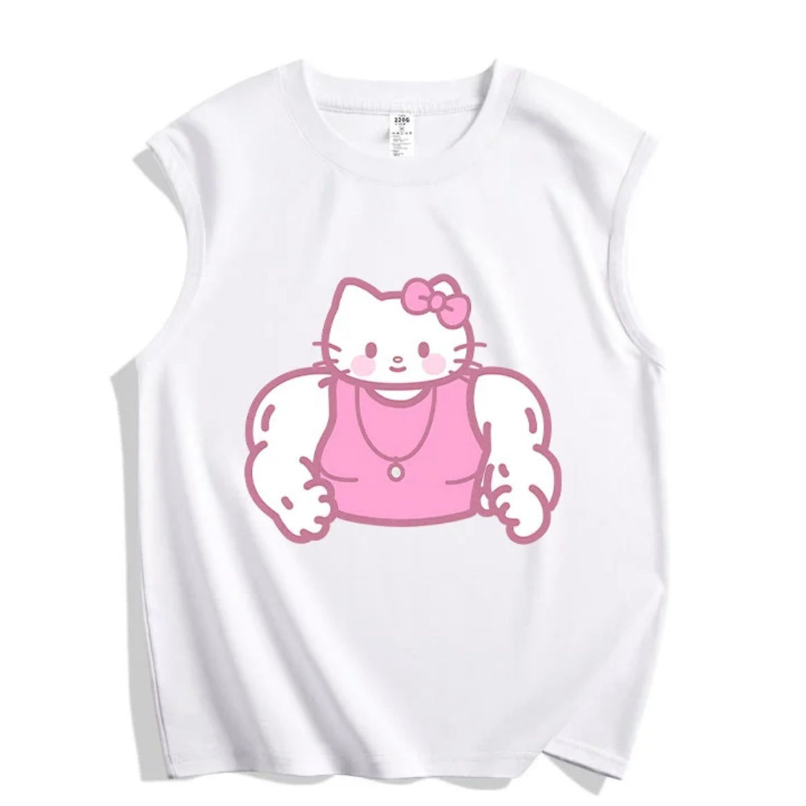 Hellokitty Sleeveless Tank Tops Casual Loose Fit T ShirtsSummer Shirts Tee