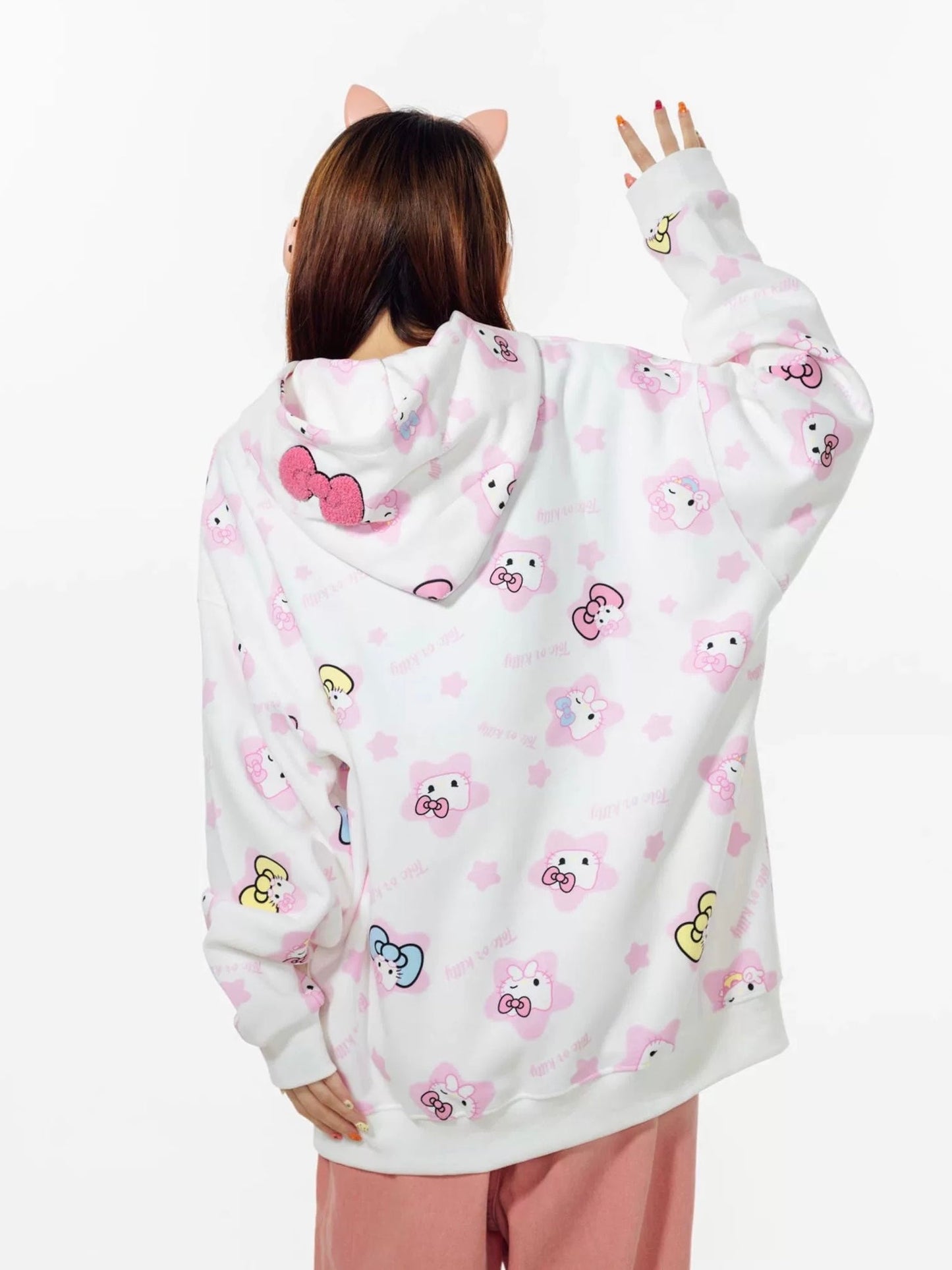 Hellokitty Hoodies Fall Jacket Oversized Sweatshirts Casual  Zip Up Y2K Hoodie with Pocket