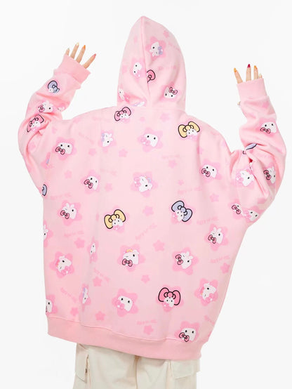 Hellokitty Hoodies Fall Jacket Oversized Sweatshirts Casual  Zip Up Y2K Hoodie with Pocket