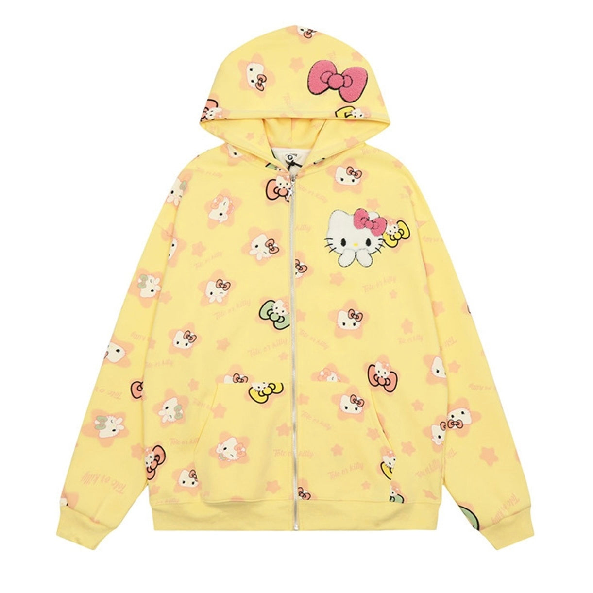 Hellokitty Hoodies Fall Jacket Oversized Sweatshirts Casual  Zip Up Y2K Hoodie with Pocket