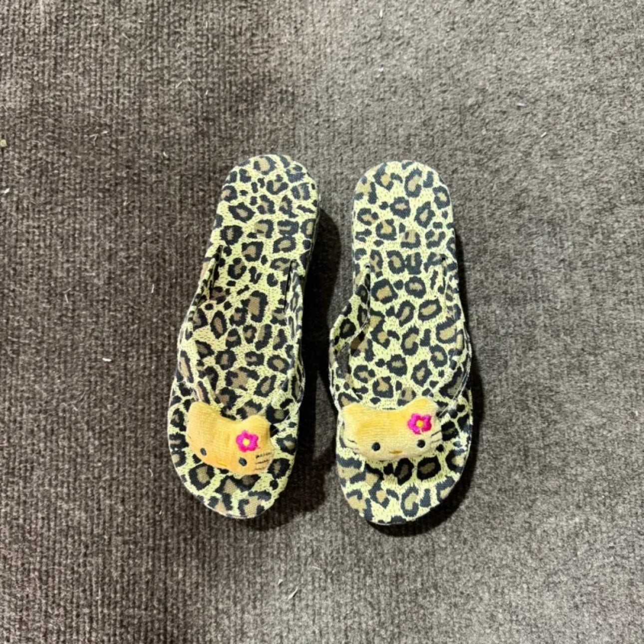 Hellokitty Leopard Print Flip Flops Beach Shoe