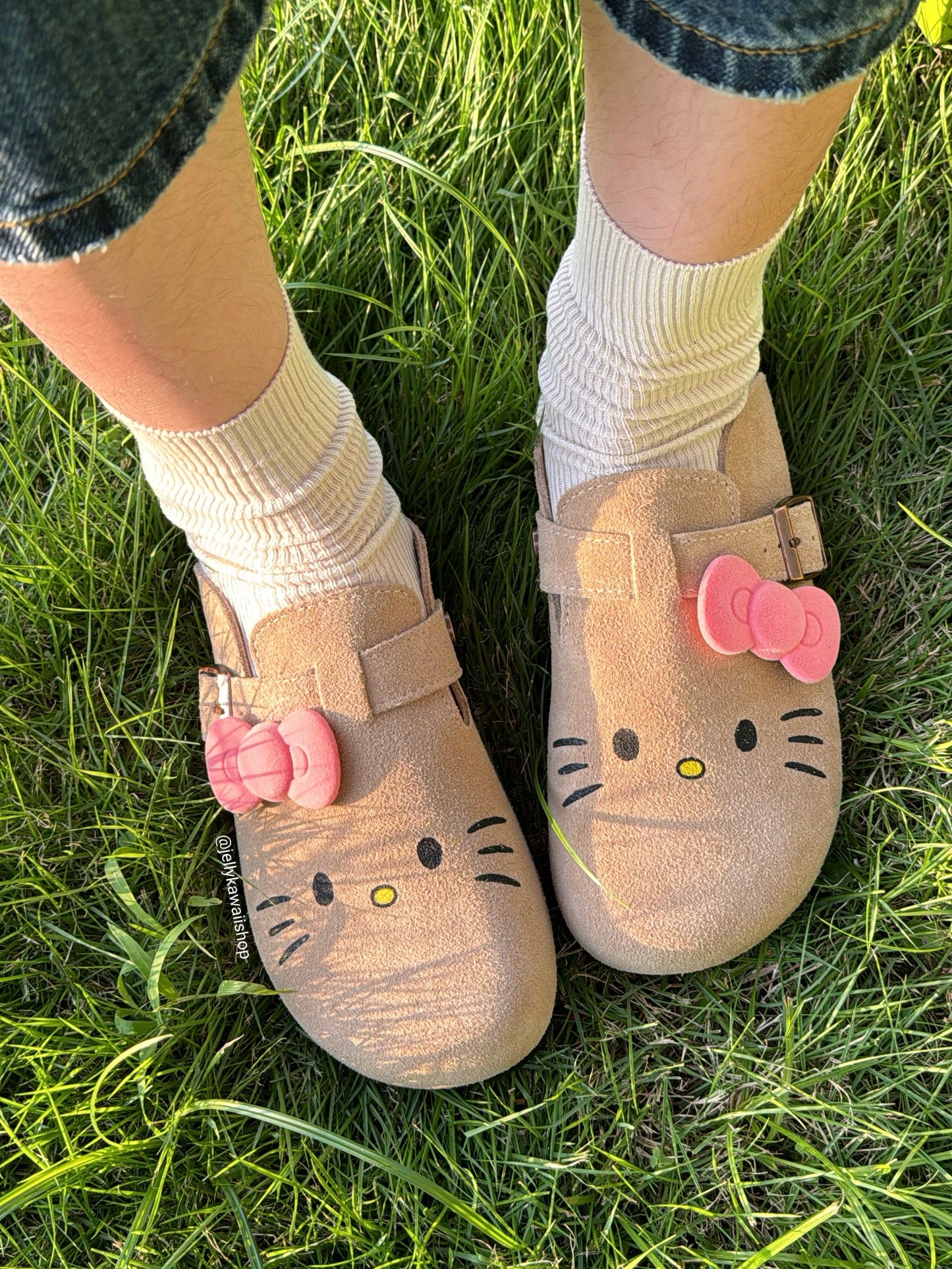 Hellokitty Suede Clogs Leather Mules Cork Footbed Sandals Potato Shoes with Arch Support