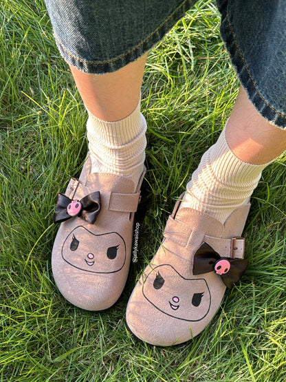 Hellokitty Suede Clogs Leather Mules Cork Footbed Sandals Potato Shoes with Arch Support