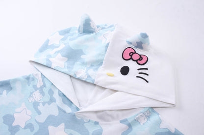 Hellokitty Camouflage Hooded Short Sleeve Tee Casual Summer T Shirt Top