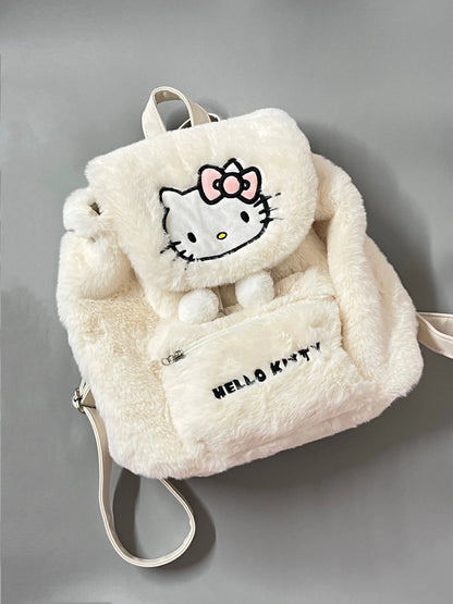 Sanrio Fluffy Backpack Double Strap Shoulder Bag Purse