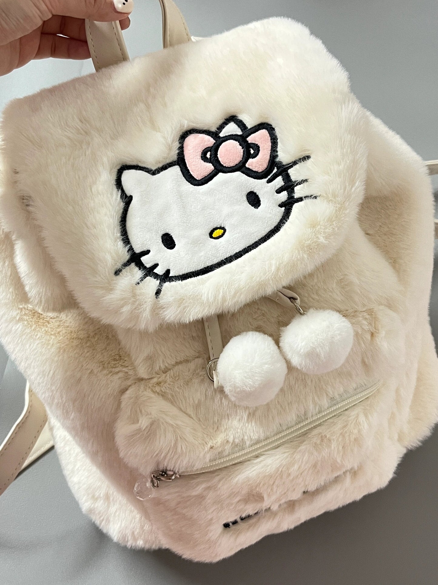 Sanrio Fluffy Backpack Double Strap Shoulder Bag Purse