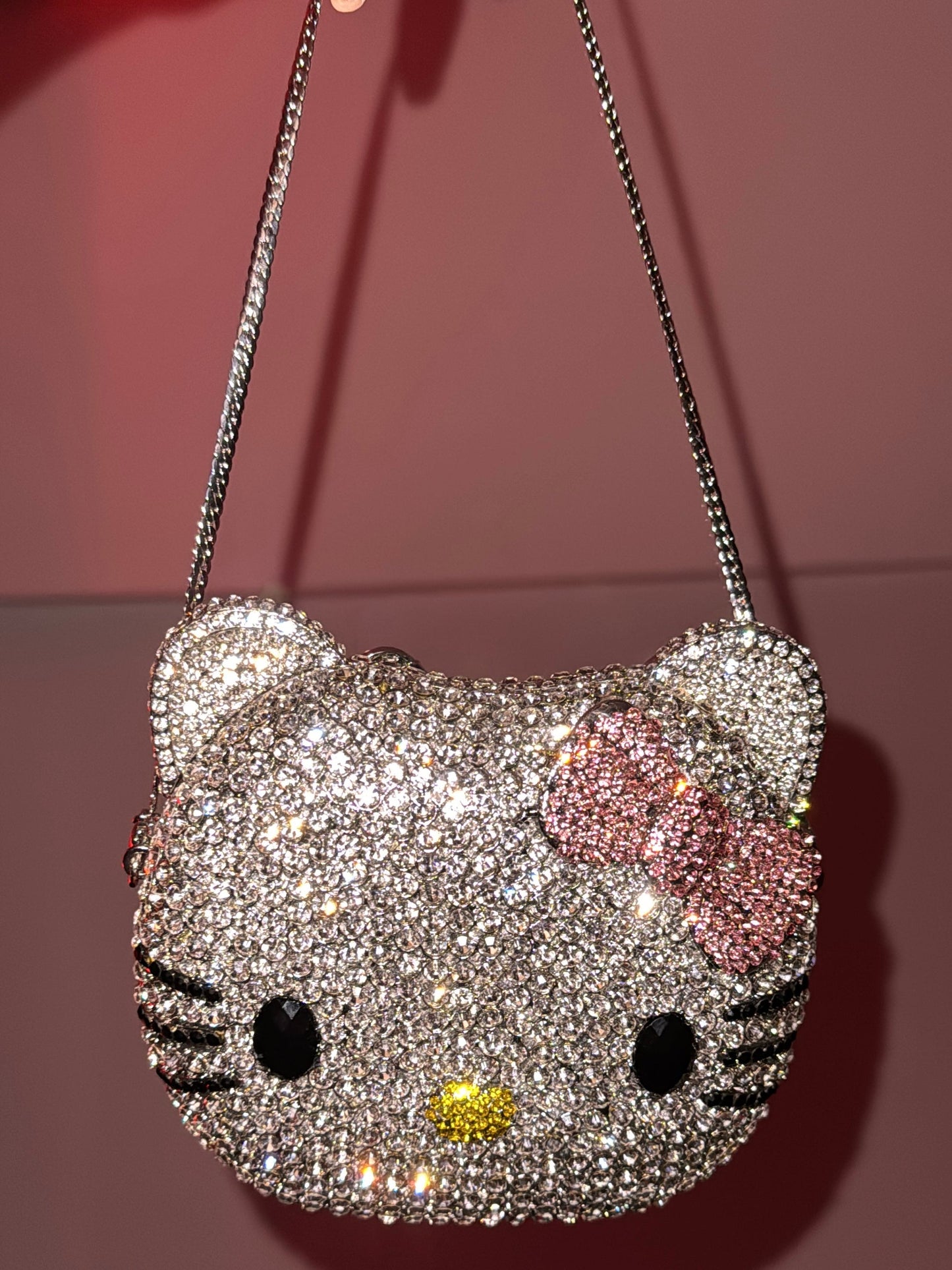 Hellokitty Handmade Rhinestone Purse Bag Top Handle Clutch Crossbody Handbag Lipstick Bag Ladies Accessories Gift