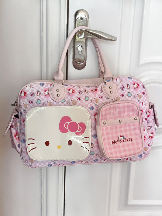 Sanrio Weekender Bag for Women Cute PU Large Travel Tote Bag Gym Duffel Bag