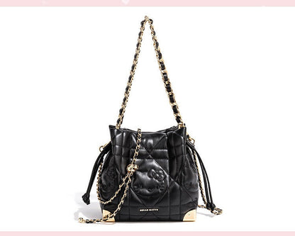 Hellokitty Bucket Bags Purses For Women Drawstring Hobo and Shoulder Handbags with 2 Detachable Straps