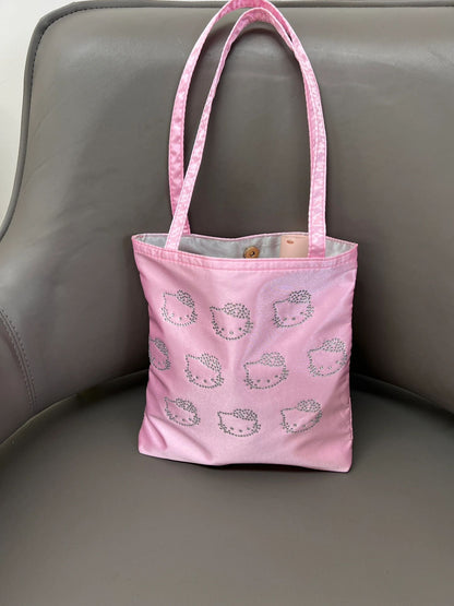 Hello Kitty Rhinestone Tote Bag Shopping Bag Gym Bag Hello Kitty Lunch Bag