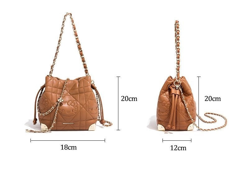 Hellokitty Bucket Bags Purses For Women Drawstring Hobo and Shoulder Handbags with 2 Detachable Straps