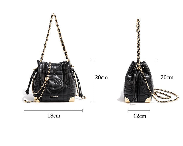 Hellokitty Bucket Bags Purses For Women Drawstring Hobo and Shoulder Handbags with 2 Detachable Straps