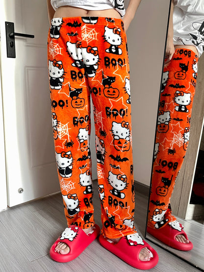 KT Halloween Pants Pumpkins Ghost Pajama Cute Soft Long Bottoms Women Pjs Pj Jammies Gift