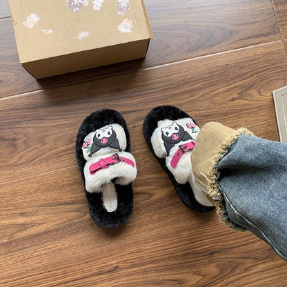 Kuromi Open-Toe Cozy Fuzzy Slippers