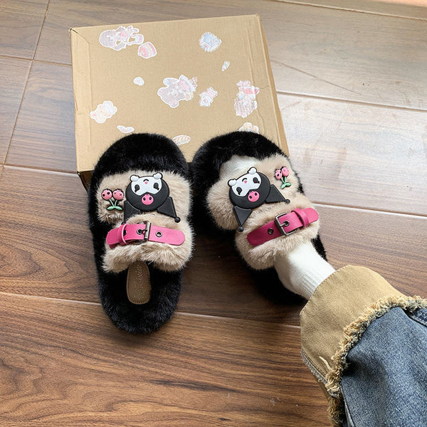 Kuromi Open-Toe Cozy Fuzzy Slippers