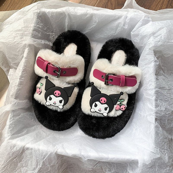 Kuromi Open-Toe Cozy Fuzzy Slippers