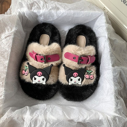 Kuromi Open-Toe Cozy Fuzzy Slippers