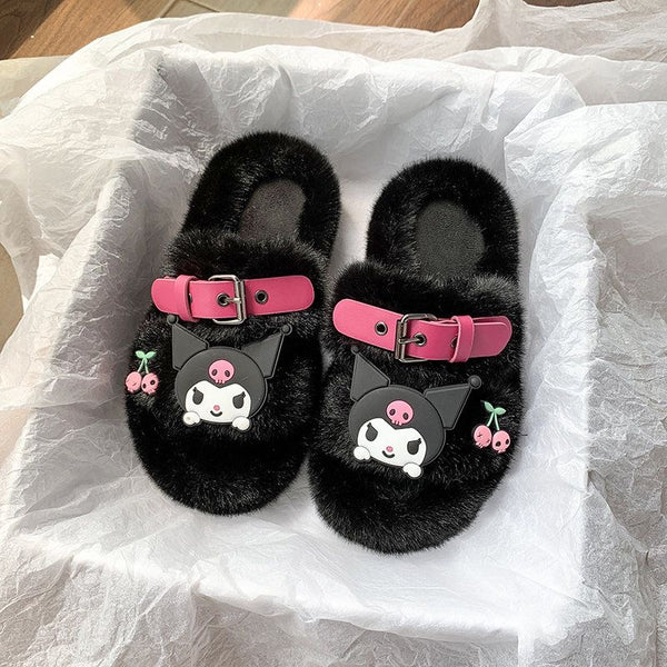 Kuromi Open-Toe Cozy Fuzzy Slippers