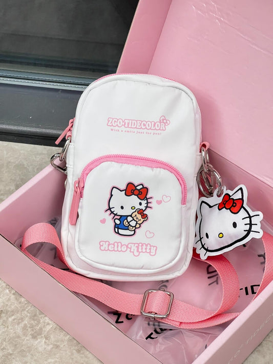 Hellokitty Small Crossbody Bags Mini Cell Phone Purses with Crossbody Strap Phone Wallet Shoulder Bag Nylon Arm Bag