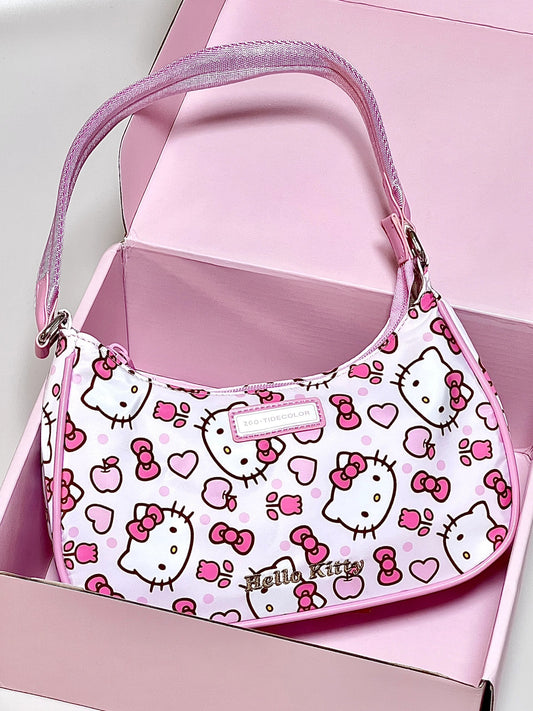 Sanrio Hobo Bag for Women Nylon Shoulder Crossbody Bags Y2K Small Clutch Totes Handbag Evening Armpit Top Handle Purse（gift box packaging）