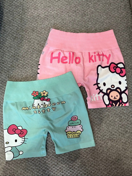 Hellokitty Cute Workout Shorts for Women Seamless Scrunch Short Gym Yoga Running Sport Active Exercise Fitness Shorts