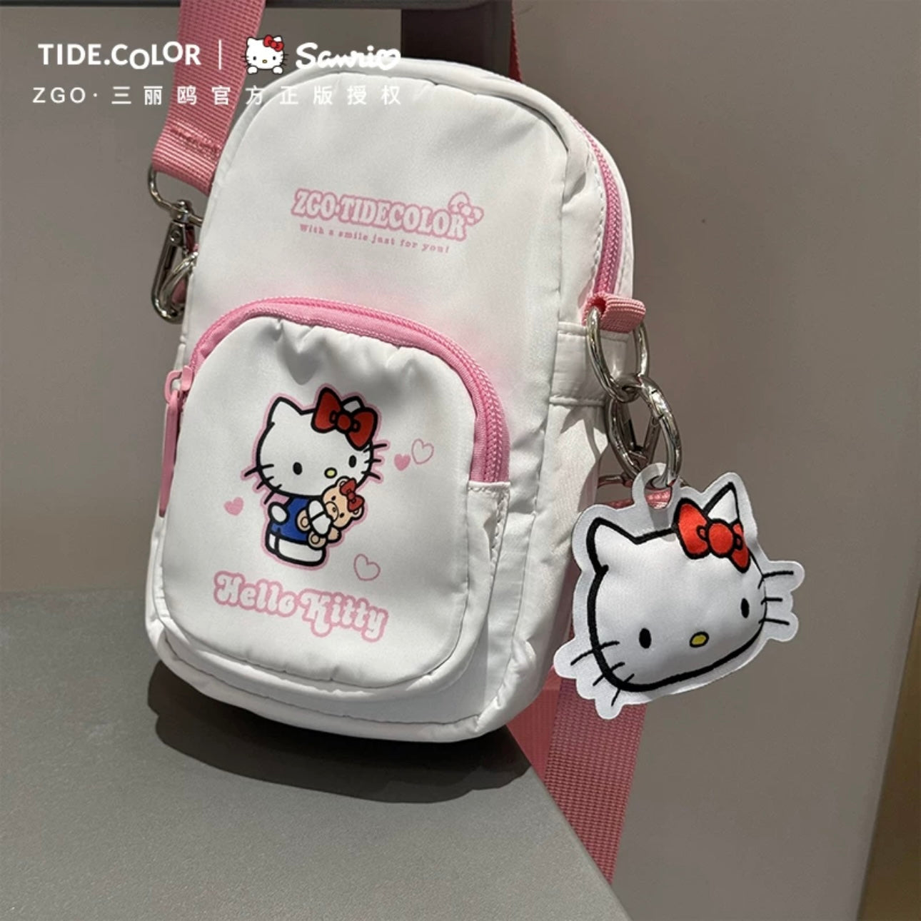 Hellokitty Small Crossbody Bags Mini Cell Phone Purses with Crossbody Strap Phone Wallet Shoulder Bag Nylon Arm Bag