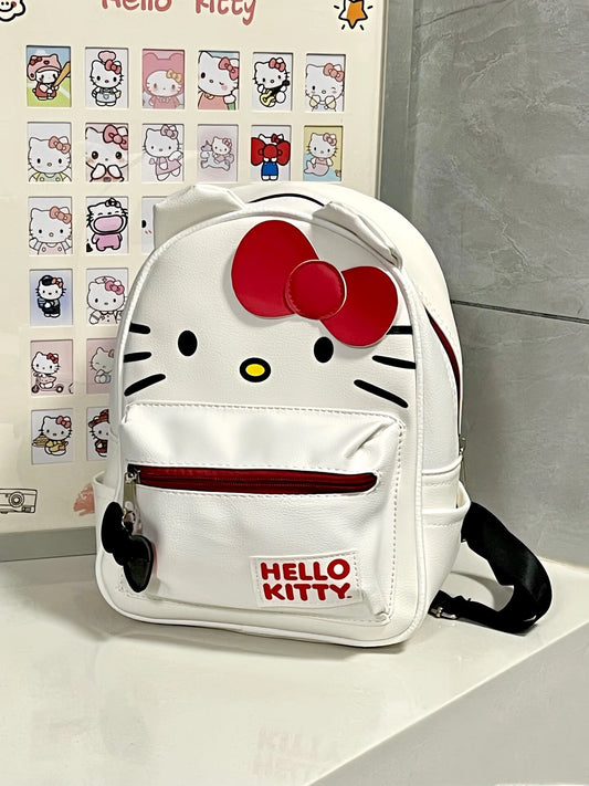 Hello Kitty Signature Bow Face and 3D Ear Design Faux Leather Mini Backpack