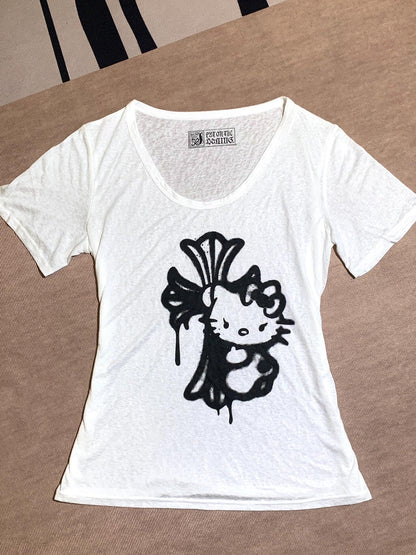 Hellokitty Crucifixion Women's Summer Tops Trendy Short Sleeve Shirts Crewneck Tee