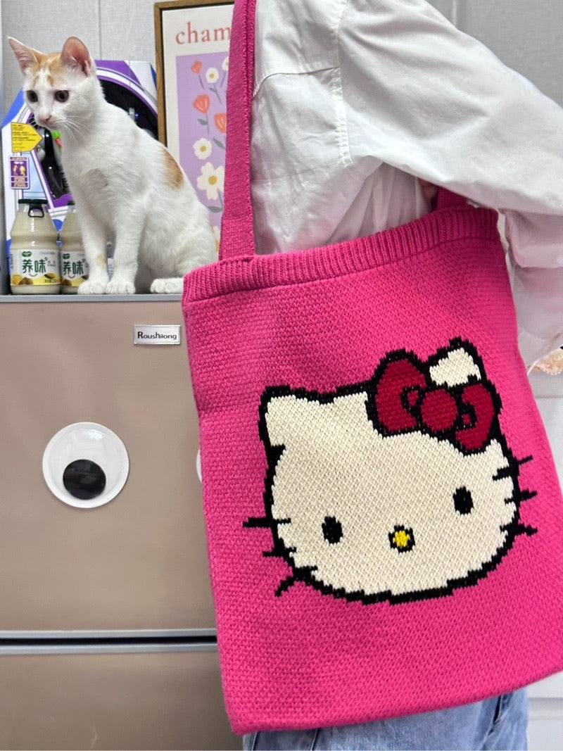 jisoo hello kitty crochet bag |  Women Retro Summer Hobo Bag Knitted Shoulder Bags Mesh Hollow Tote Bag Casual Beach Purse