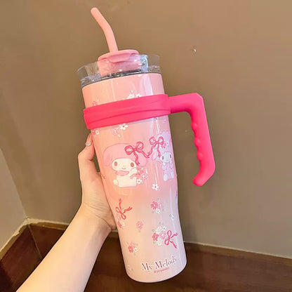 Sanrio Character Vacuum Cup  with Straw Handle 1200ml