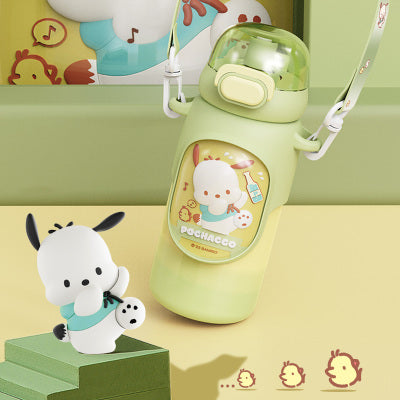 Sanrio vacuum cup 460ml straw drinking with crossbody strap library gradient 316 stainless steel