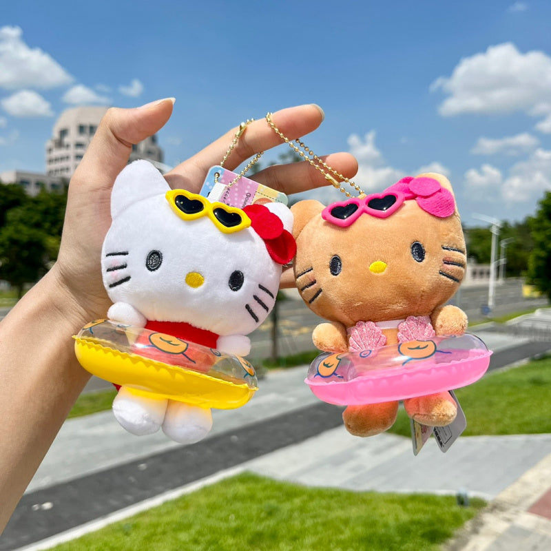 Hello Kitty Swimming Ring Plush Keychain